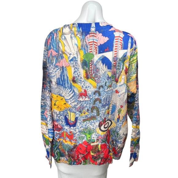 Women's Multicolor Long Sleeve Artsy Graphic Print Shirt Blouse Top Size 2XL - Picture 2 of 5
